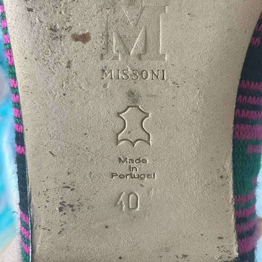 Missoni pink green black point flats 40 wool leather - Picture 3 of 7